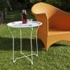 Foldable Side Table, Removable Table Top, Powder-Coated Metal in White