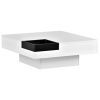 ON-TREND Modern Minimalist Design 31.5*31.5in Square Coffee Table with Detachable Tray and Plug-in 16-color LED Strip Lights Remote Control for Living