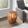Bon 22 Inch Artisanal End Side Table, Multifaceted Solid Acacia Wood, Octagon Top, Natural Brown