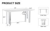 Modern minimalist dining table. White imitation marble glass sticker desktop, stainless steel legs