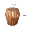 Bon 22 Inch Artisanal End Side Table, Multifaceted Solid Acacia Wood, Octagon Top, Natural Brown