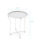 Foldable Side Table, Removable Table Top, Powder-Coated Metal in White